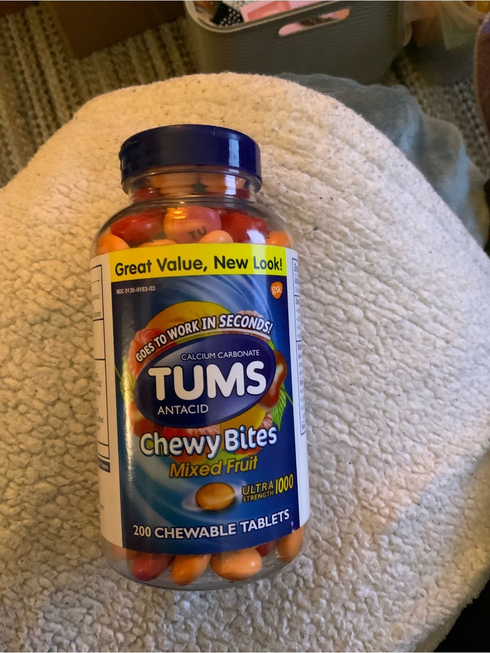 Tums 200 ct chewy bites- mixed fruit